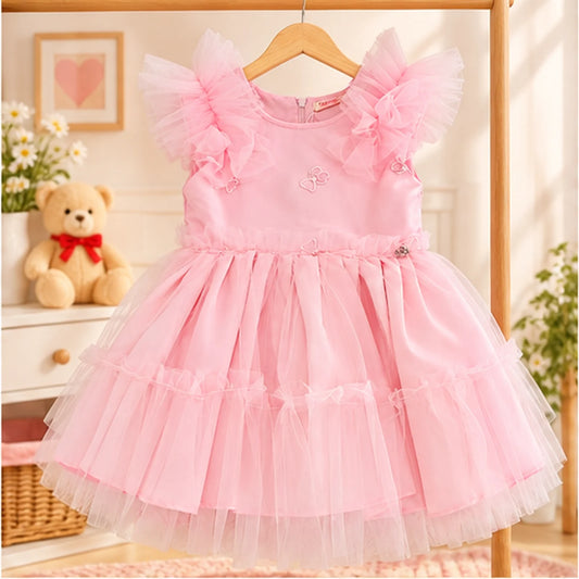 Vestido de Festa Infantil Rosa Claro com Tule